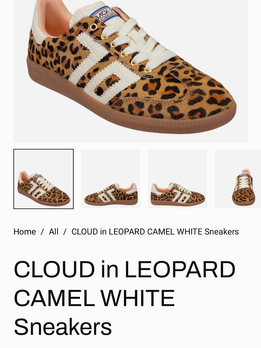 Cloud Leopard Print Athletic Sneakers in Camel and White